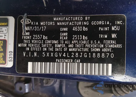 2018 Kia Optima Sx Turbo z USA, uszkodzony, nr VIN 5XXGV4L28JG188870